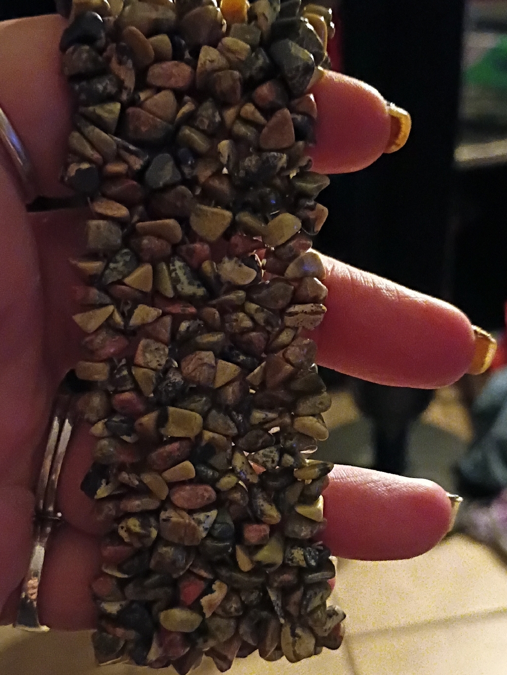 Source Unknown Multicolor Natural Stone Chip Stretch Bracelet